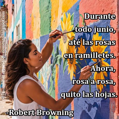 Durante todo junio, até las rosas en ramilletes. Ahora, rosa a rosa, quito las hojas. -Robert Browning