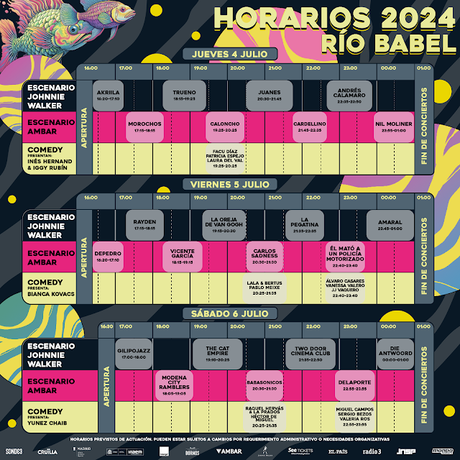RÍO BABEL 2024: HORARIOS