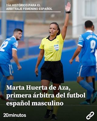 Marta Huerta de Aza, la primera árbitra en España en llegar al fútbol profesional masculino.