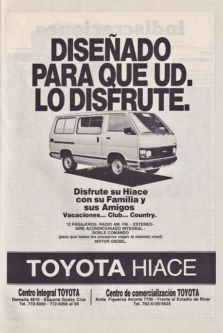 Toyota Hiace publicitada en Argentina en el año 1987