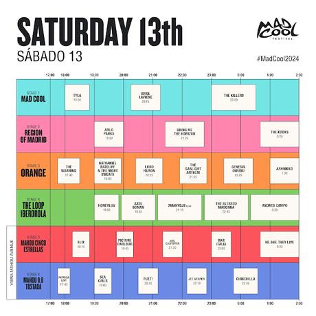 Horarios Mad Cool Sábado 2024