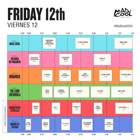 Horarios Mad Cool Viernes 2024