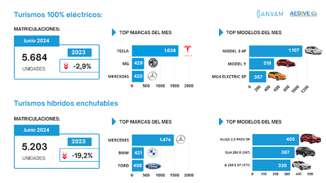 Las matriculaciones de vehículos eléctricos puros caen un 6,5% en junio, con 6.213 unidades Las matriculaciones de vehículos eléctricos puros caen un 6,5% en junio, con 6.213 unidades