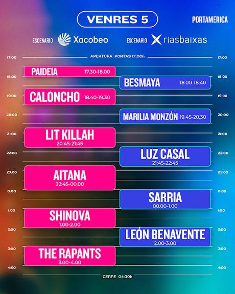 Horarios Viernes Festival PortAmérica 2024 Horarios Viernes Festival PortAmérica 2024