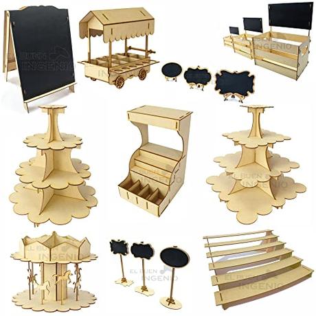 El Buen Ingenio - Mesa De Dulces Postres con Pizarrones - Candy Bar con pizarrones - Muebles para Mesa de postres