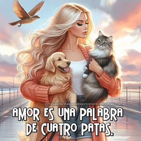 Amor es una palabra de cuatro patas.Frases bonitas sobre el amor a los animales