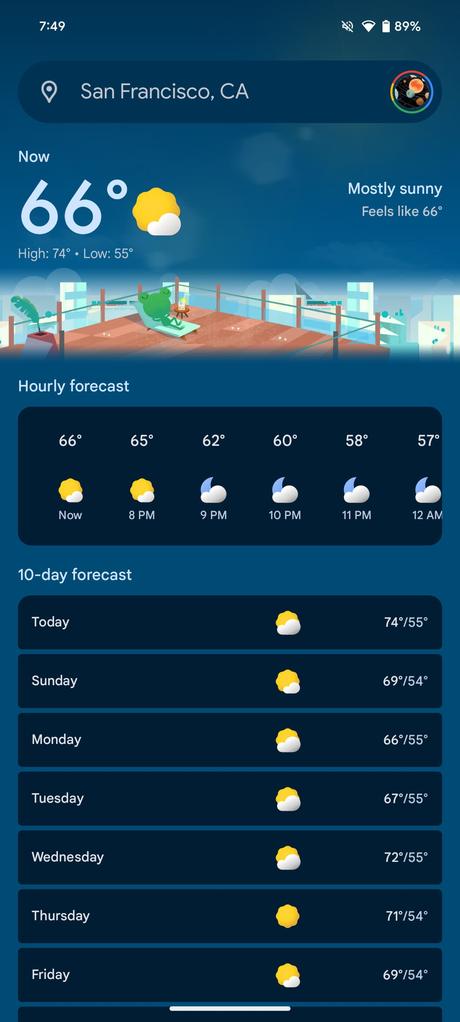 La aplicación Google Weather para Android ahora muestra la fecha