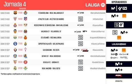 LaLiga publica los enrevesados horarios del Sevilla en las jornadas 2, 3 y 4 LaLiga publica los enrevesados horarios del Sevilla en las jornadas 2, 3 y 4