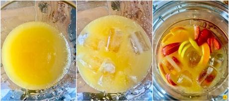 Sangría de vino blanco, refrescante bebida frutal, colorida y peligrosa