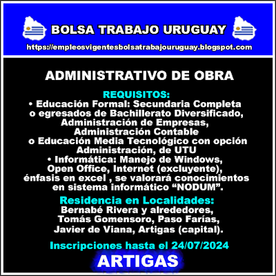 ADMINISTRATIVO DE OBRA ADMINISTRATIVO DE OBRA