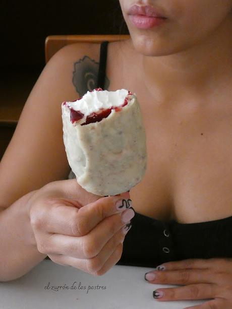 Polos de Nata, Ciruela y Chocolate Blanco