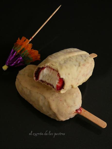 Polos de Nata, Ciruela y Chocolate Blanco