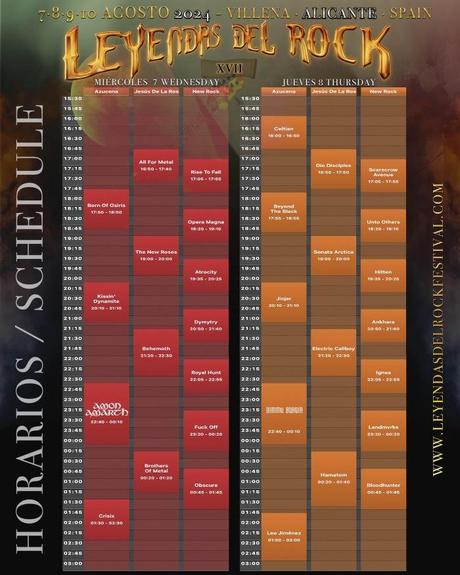 Horarios del Leyendas de Rock 2024