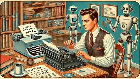 Cómo Escribir una Novela en 7 Días con IA 4 un escritor usando IA para escribir una novela en un ambiente retrofuturista