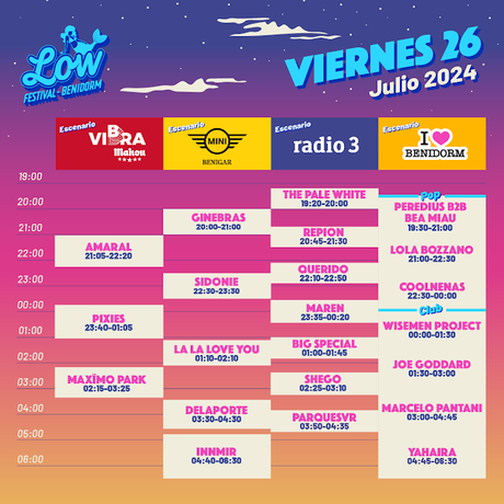Horarios Low Festival 2024 Viernes