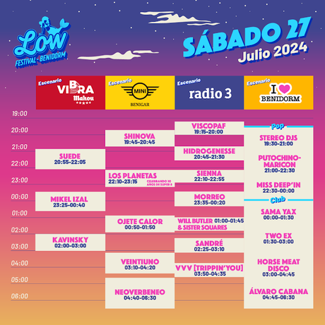 Horarios Low Festival 2024 Sábado