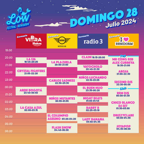 Horarios Low Festival 2024 Domingo