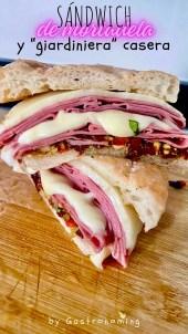 Sándwich de mortadela y “giardiniera” casera