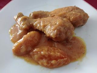 Pollo con melocotón