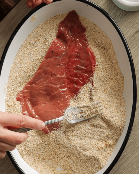 pan rallado con carne de milanesa