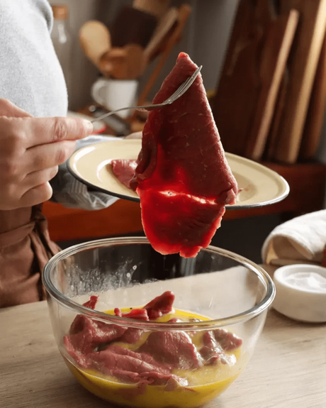 carne de milanesa en huevos batidos 