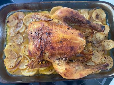 POLLO ASADO AL CHAMPÁN - O CAVA EN SU DEFECTO