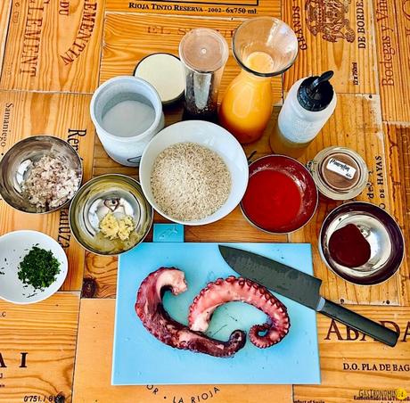 Arroz con pulpo y alioli de olivas negras