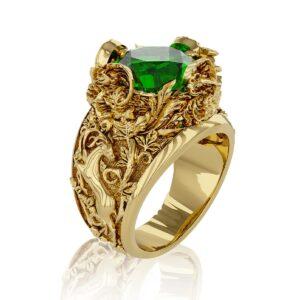 hermoso regalo para dam deo oro con zafiro verde