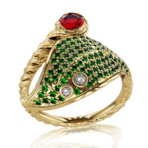 anillo de lujo tipo hoja de oro