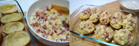 Patatas rellenas de bacon y queso