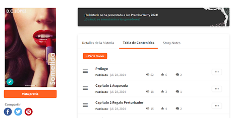 ¡¡¡MI HISTORIA SOMETIDA ESTÁ PARTICIPANDO EN LOS PREMIOS WATTY 2024!!!