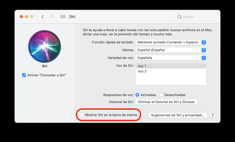 Cómo ocultar el icono de Siri en la barra de menús del Mac