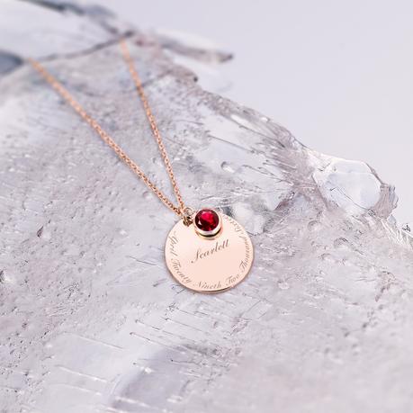 Dije Placa Circular -Dije Placa Circular Personalizable en oro 18k con gema