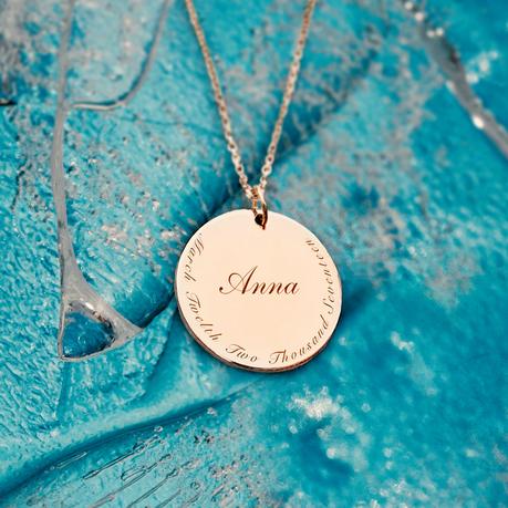 Dije Placa Circular-Dije Placa Circular Personalizable en oro 18k