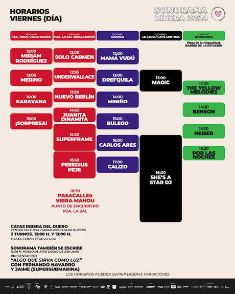 Horarios Viernes Sonorama Ribera 2024 Horarios Viernes Sonorama Ribera 2024