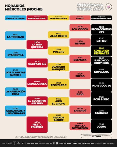 Horarios Miércoles Sonorama Ribera 2024 Horarios Miércoles Sonorama Ribera 2024