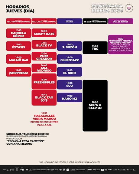 Horarios Jueves Sonorama Ribera 2024 Horarios Jueves Sonorama Ribera 2024