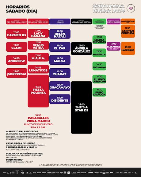Horarios Sábado Sonorama Ribera 2024 Horarios Sábado Sonorama Ribera 2024