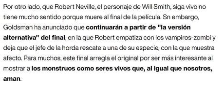 'Soy leyenda 2': El personaje de Will Smith seguirá vivo