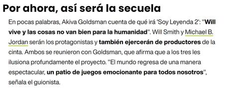 'Soy leyenda 2': El personaje de Will Smith seguirá vivo