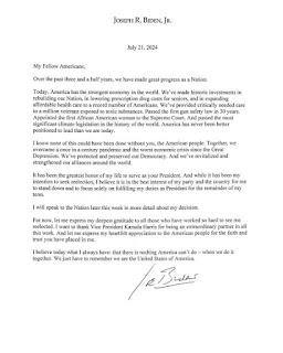 Carta de despedida de Joe Biden