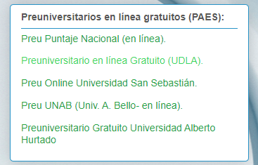 Nueva sección de Preuniversitarios en línea gratuitos de varias casas de estudios para la preparación de la Prueba de Acceso a la Educación Superior (PAES).