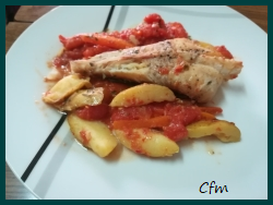 Colas de rape con hortalizas asadas