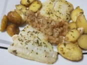 Panga plancha cebolla estofada