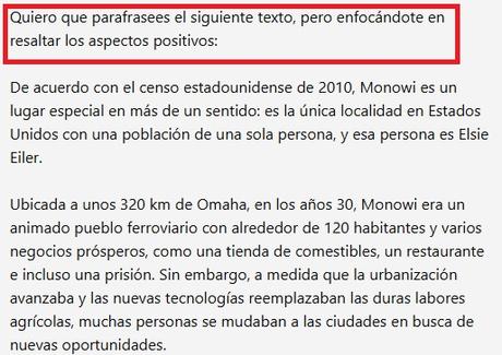 Prompt ChatGPT para parafrasear textos