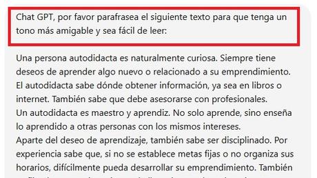 Prompt ChatGPT para un tono amigable y fácil de leer