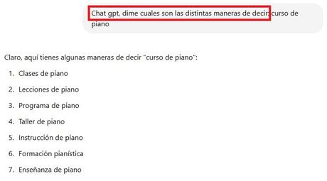 Prompt ChatGPT para crear sinónimos