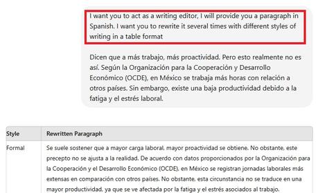 El mejor Prompt ChatGPT para reescribir un párrafo