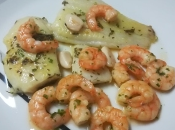 Panga langostinos ajillo