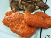 Lomo cerdo empanado salsa setas horno